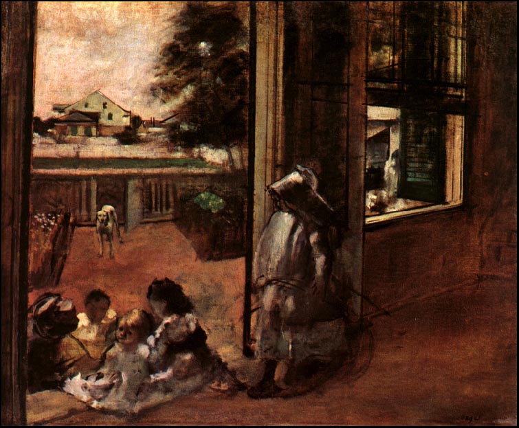 Children Sat Down in the House Door